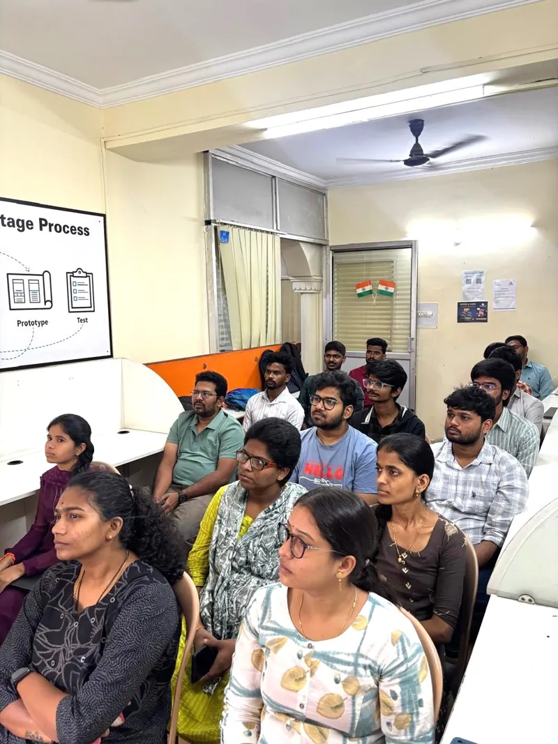 Students attending a classroom session at Elearn Infotech, Madhapur, Hyderabad